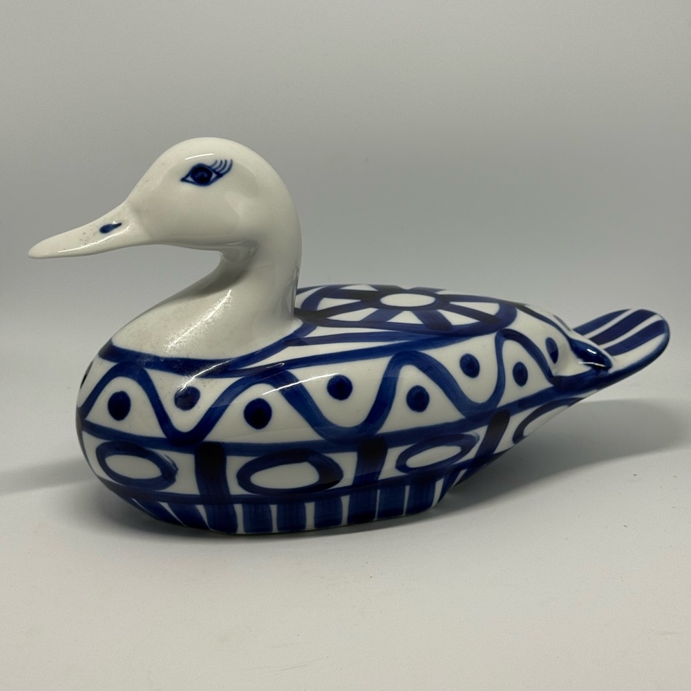 Dansk International Blue & White Porcelain Duck Figure Arabesque Collection